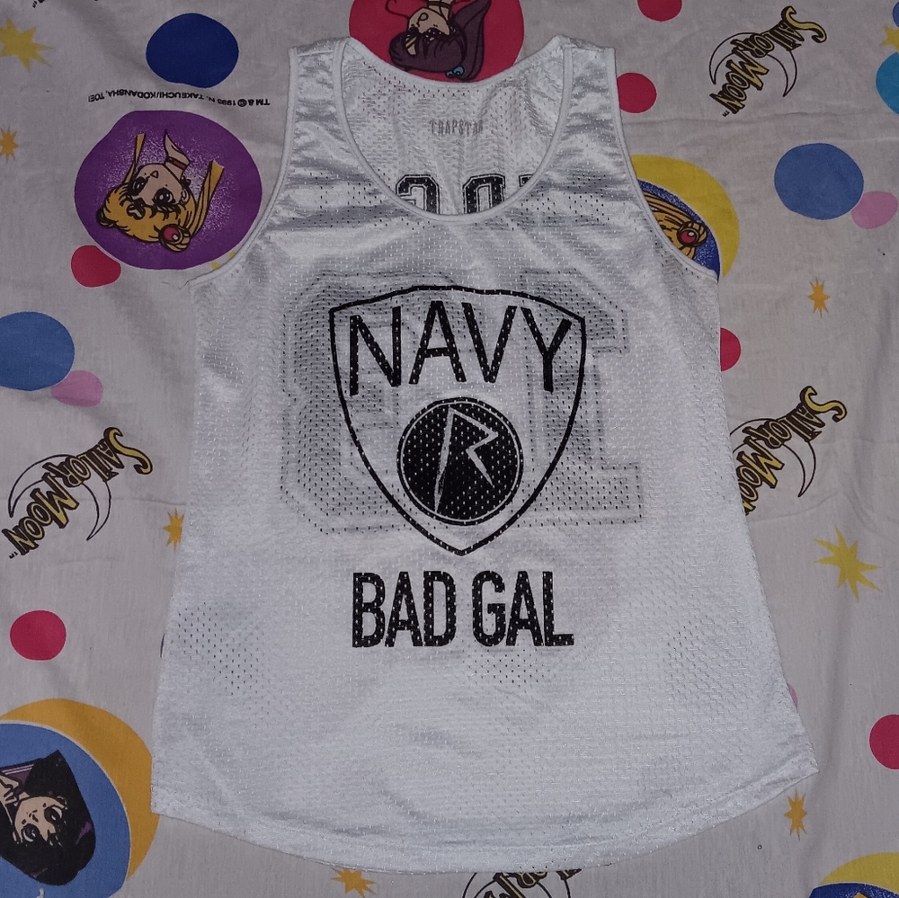 2014 Trapstar Rihanna Bad Gal Navy Club Basketball Jersey Vintage Rap Shirt Tee